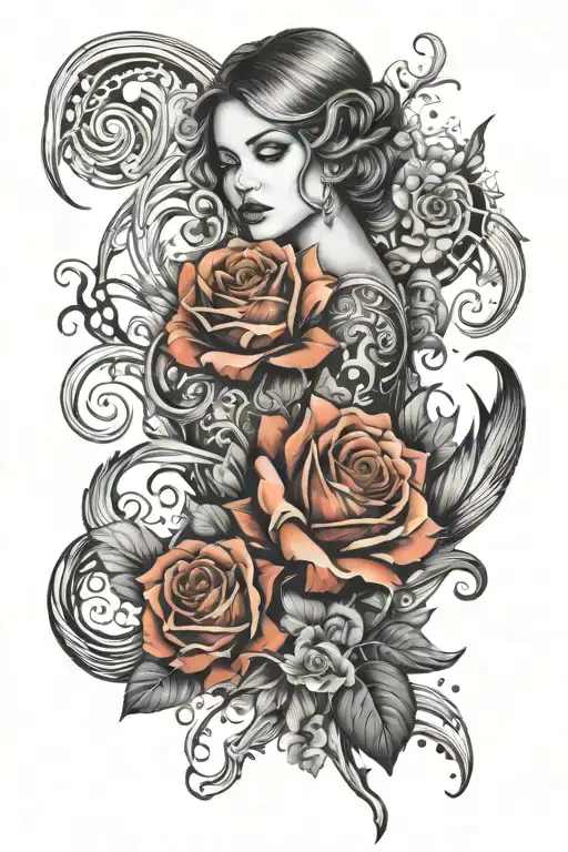 Tattoo Sleeve With Small Tattoos Without Flowers In Black And White Old School Style