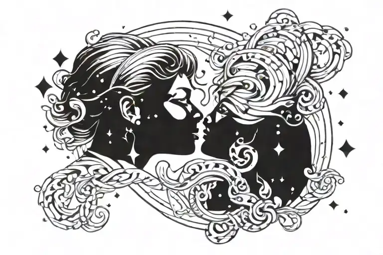 Aquarius Constellation Merging Together Symbolizing Love