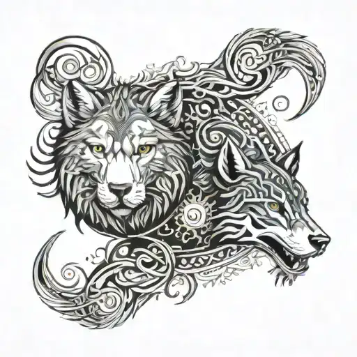 Skoll And Hati Sun And Moon