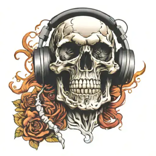 Skull Wearing Headphones