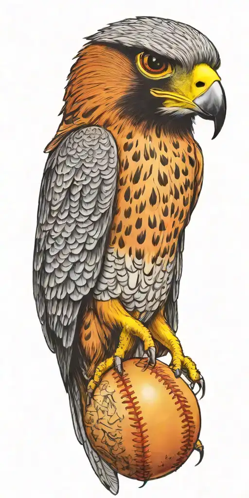Falcon Holding A Giant Baseball