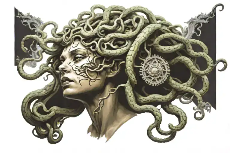 Determined Rageful Medusa Head