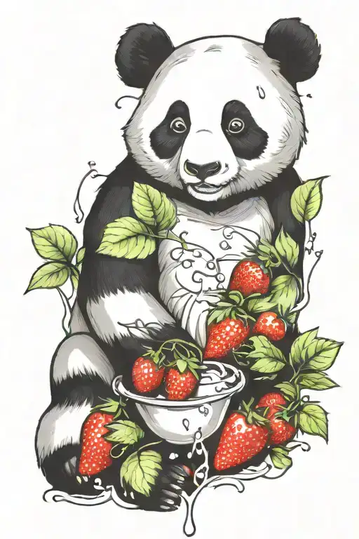 Panda And Strawberry