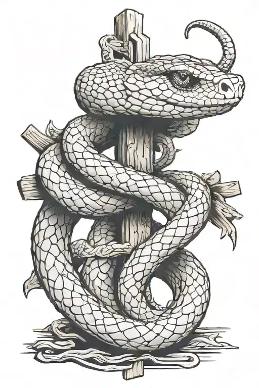 Snake Coiled On A Cross