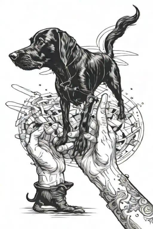 Human Petting Black Dog