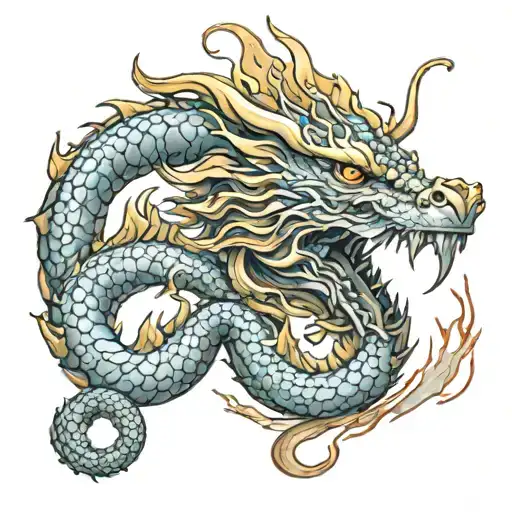 Golden Dragon Breathing Fire