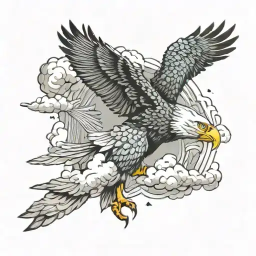 Eagle Flying Throu Clouds