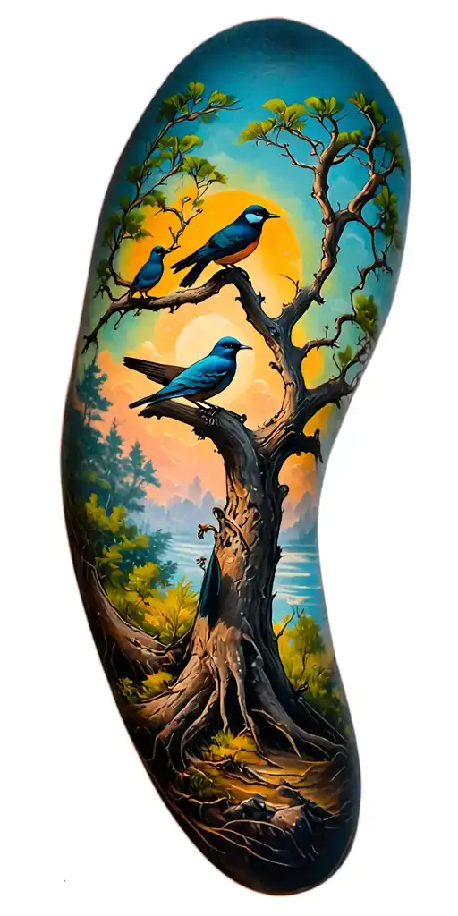 Tree With 3 Birds