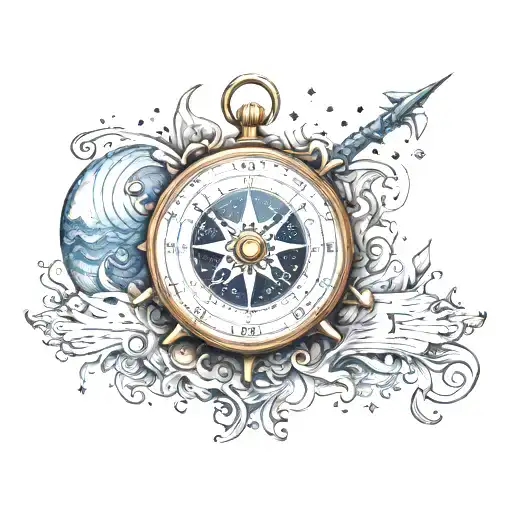 Compass Sarrounded By Moon And The Date 31St Of July In Romanic Numbers