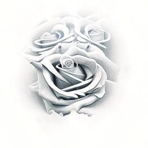 Skulls And Roses With Script Writing Of The Name Rose