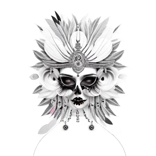 Use Head Dress And Add It To A Beautiful Woman With Dark Hair