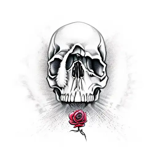 Skull With Rose In Eye Socket