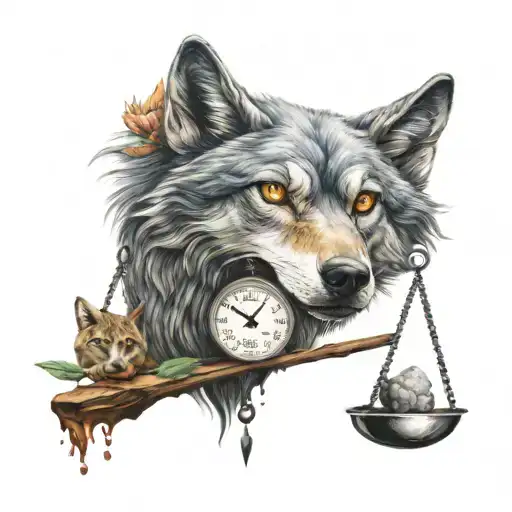 Wolf Head And Balance Scales