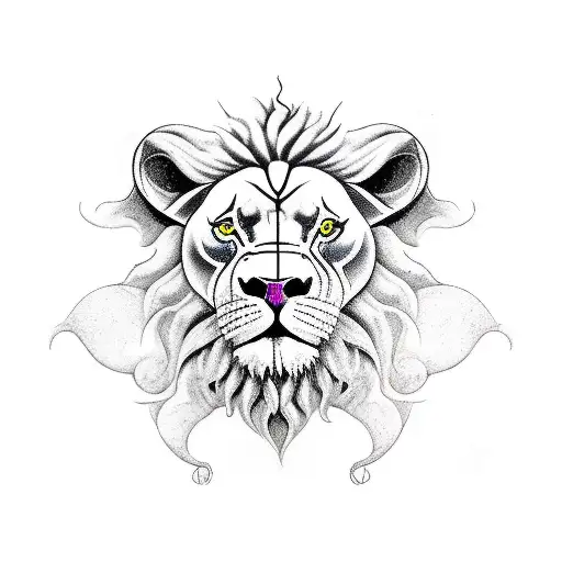 The Whole Right Arm A Bull Lion Swings With Angel Eyes And The Whole Left Arm The Same But Devil