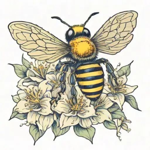 Bee In Flower Blooming