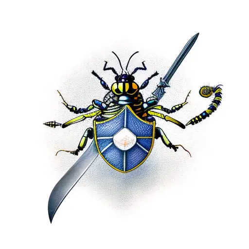 A Wasp With A Sword And Shield