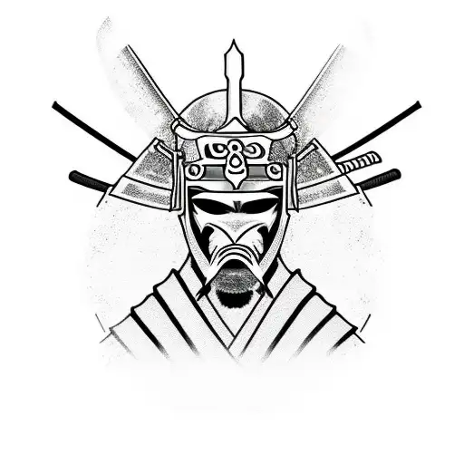 Samurai With Mask And Sword Fighting