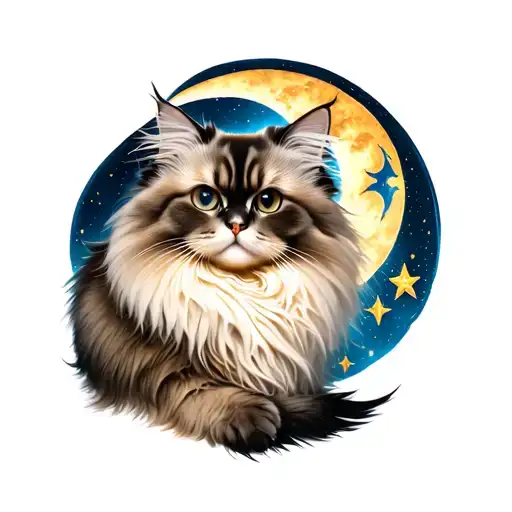 Angora Cat With Half Moon Star