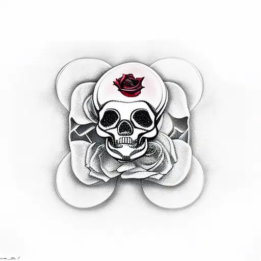 3D Optical Illusion Chest Piece And Shoulder Piece Of Skulls And Roses