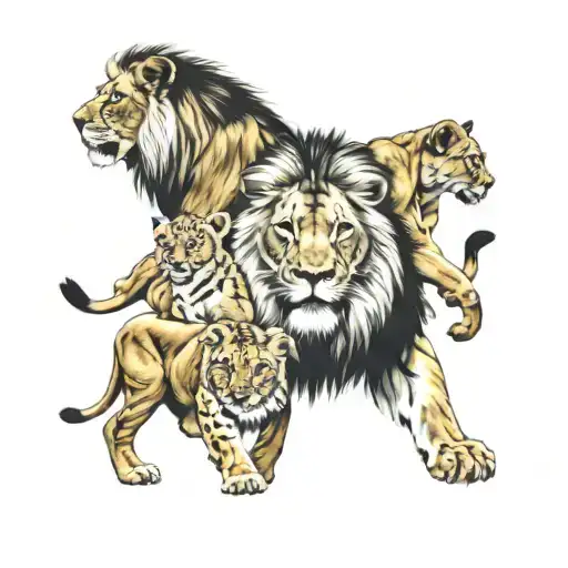 Dayton 937 Lion 7 Cubs Following Lion