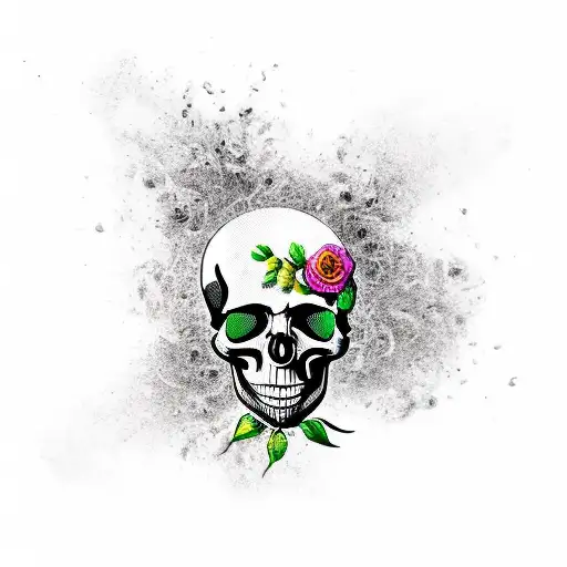 Floral Design With Skull And Other Unique And Interesting Elements