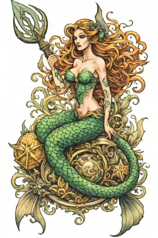 Mermaid Full Body With Trident Incorporated