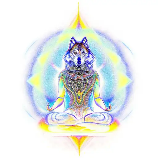 Dmt Wolf Meditating In Lost Time And Space
