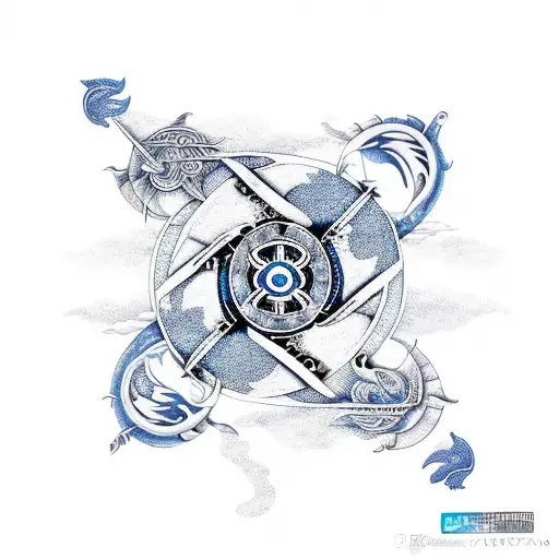 Yin Yang Pirate Brigantine Ship Trees Ocean