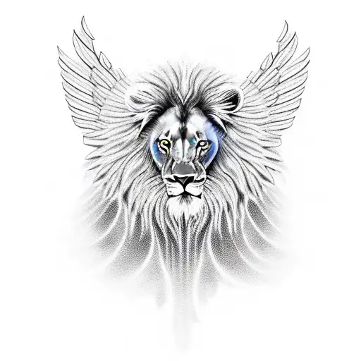 Lion Surrounded By Angel Wings