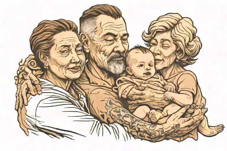 Brown Parents Holding Baby Boy Sitting