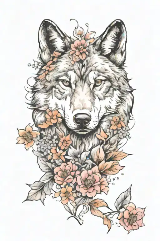 Wolf And Flowers