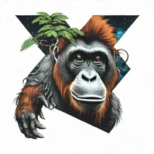 Orangutan Made From Mountain And Forest Doorways To Space For Eyes