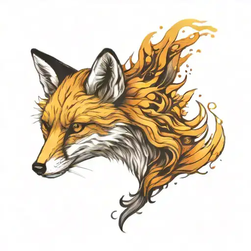 Powerful And Strong Fox With Fire For Hair