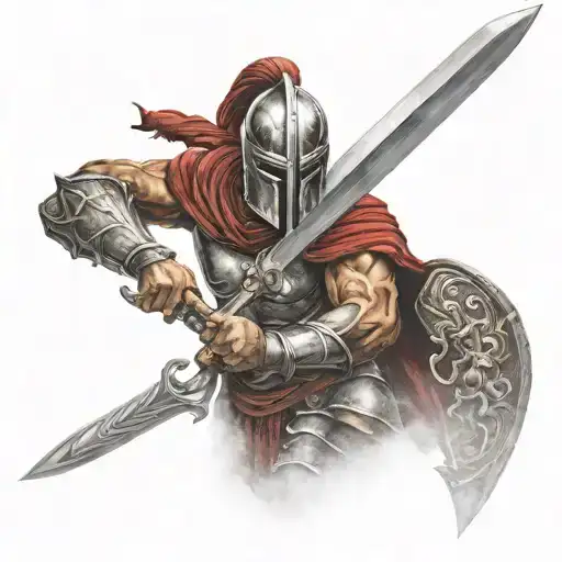 Spartan Warrior Wielding A Sword