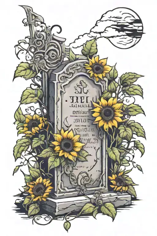 Headstone And Sunflower