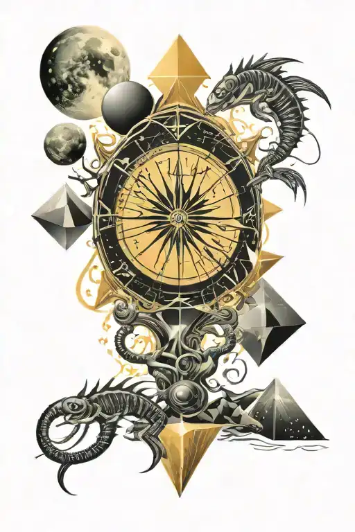 Scorpio Starsign Stars Moon Pyramids Sun Moon Shining