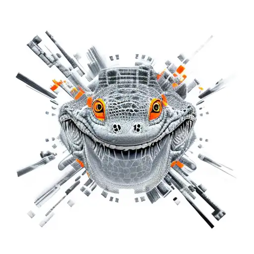 Crocodile Detailed Abstract In Black And Orange