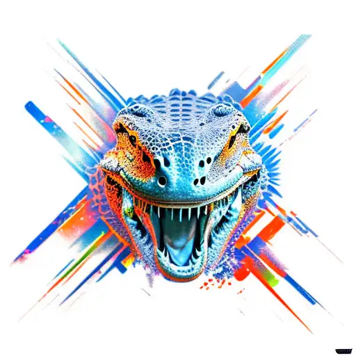 Crocodile Power Abstract In Black And Orange