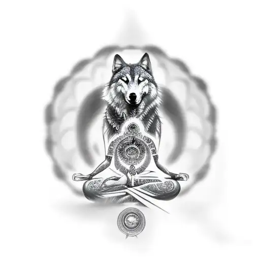 Dmt Wolf Meditating In Lost Time And Space