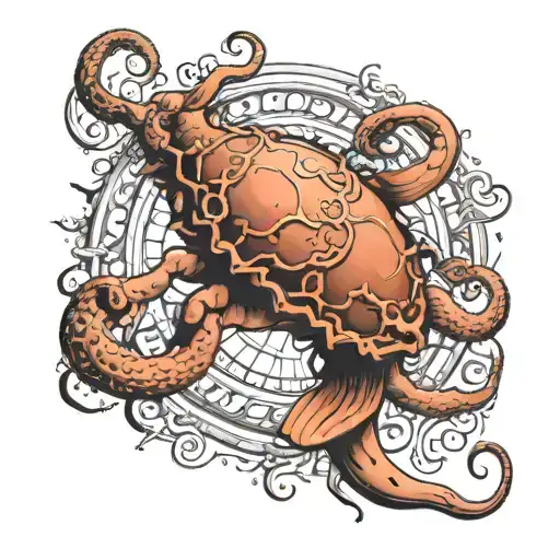 Cancer And Pices Zodiac Symbol Intertwined Within