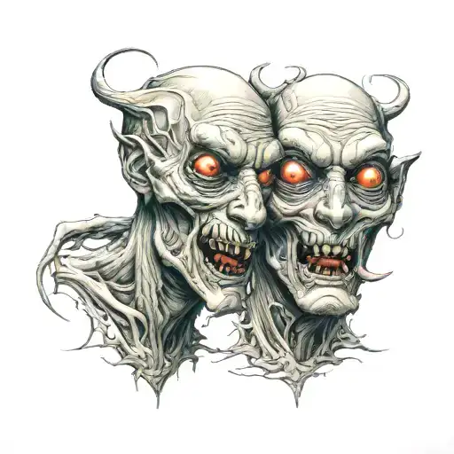 Gore Creepy Monster Siamese Twin Head