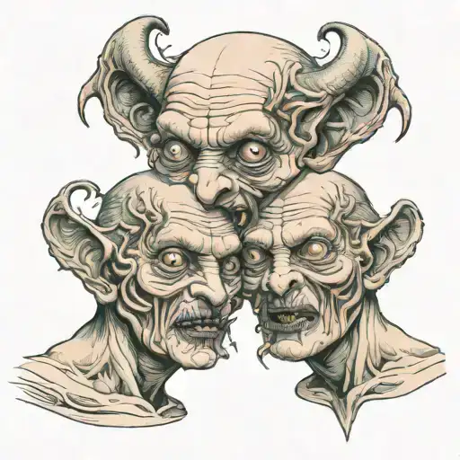 Siamese Twin Head Gore Creepy Monster