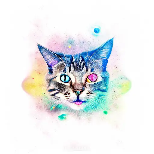 Alien With Alien Cat And Planet Galaxy Backround