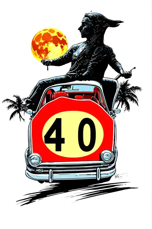 Riding In A Car Speed Limit 40 Mph Moon In The Distance