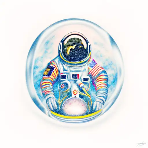 Astronaut In Space On Umbilical Cord