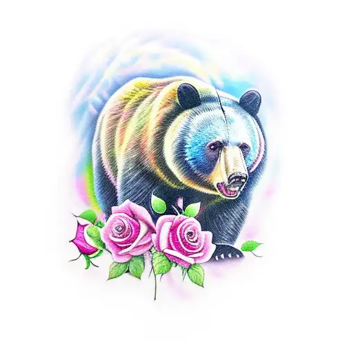 Black Bear With Rose