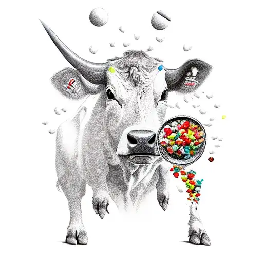 Cow Eating Bowl Of Cereal