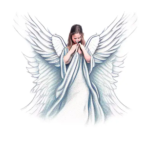 Angel In Flowing Robes With Drawn Back Bow