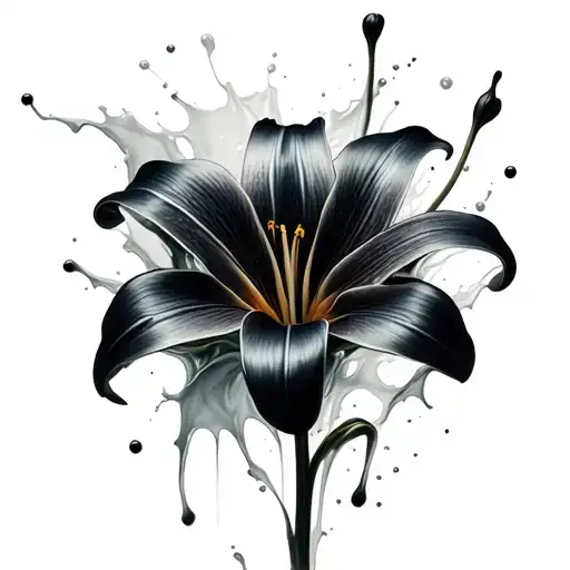 Black Lily With Splash Behind