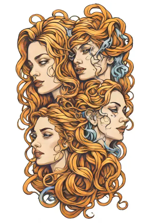 Gemini Sisters Hair Tangled Together